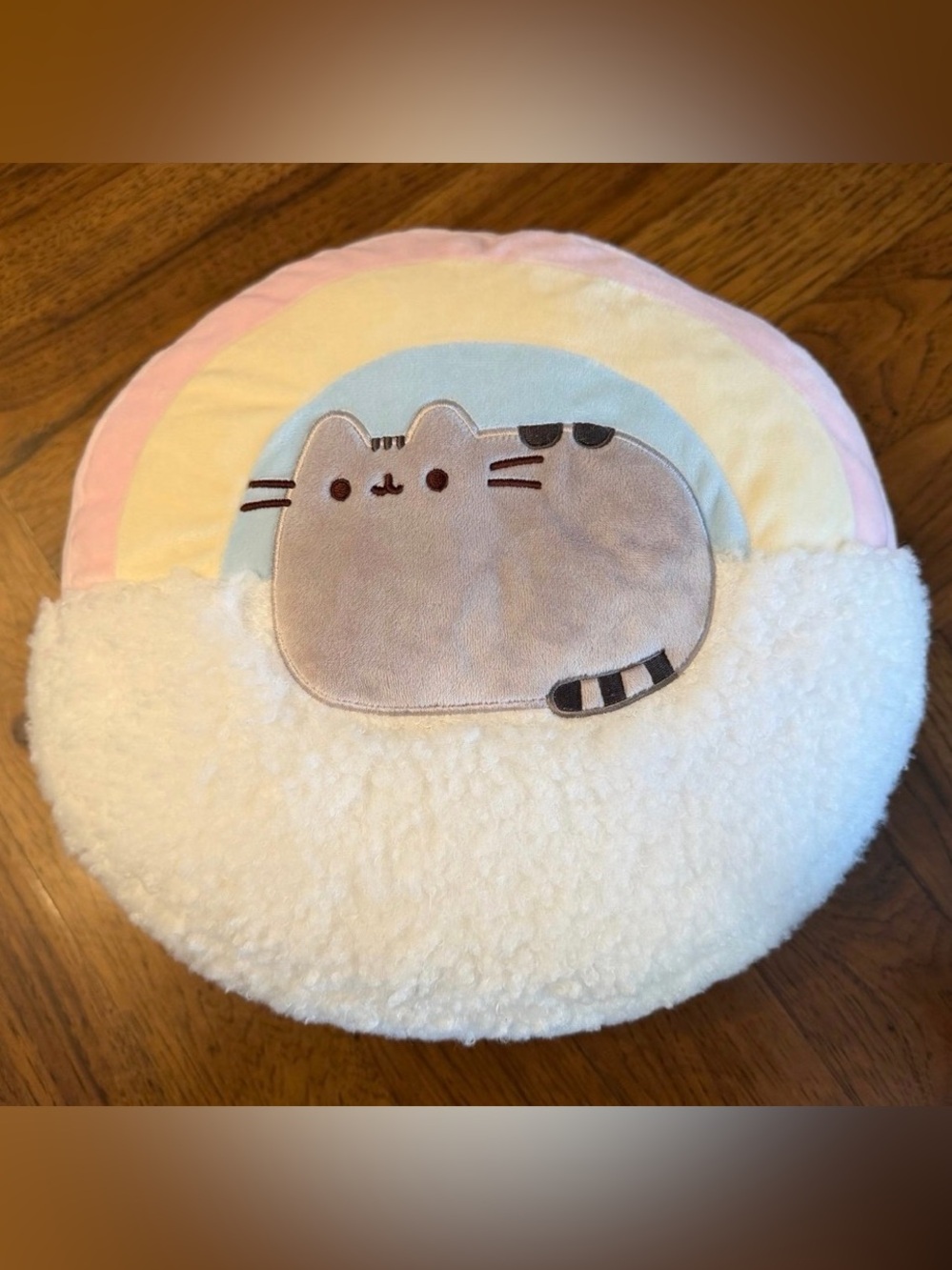 Pusheen Pastel Rainbow Plush 13” Pillow - Pink, Yellow, Blue, Cream
